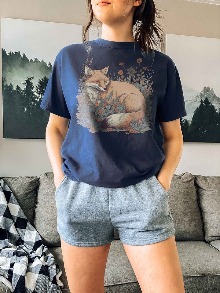Sleeping Fox Floral Shirt – Cozy Woodland Cottagecore Graphic Tee product image (2)