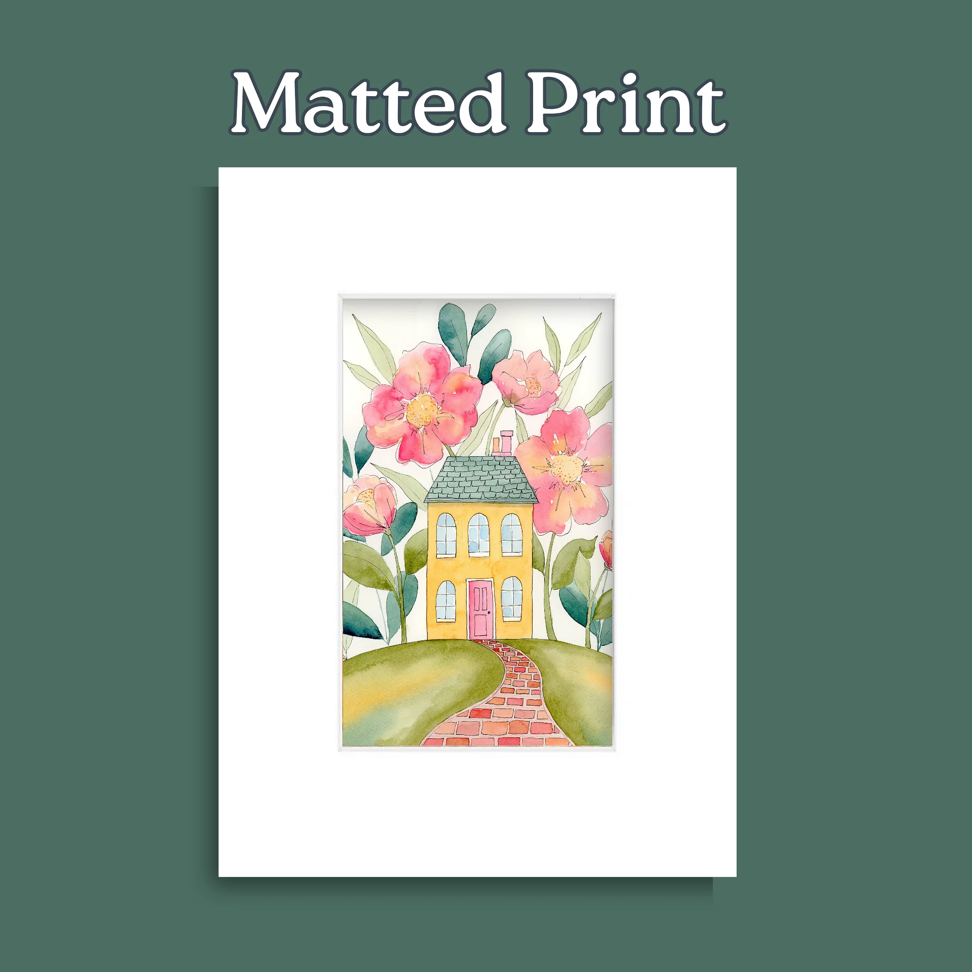 Floral Watercolor Print - Happy Home in Pink Blooms - The BloomHouse Collection product image (12)