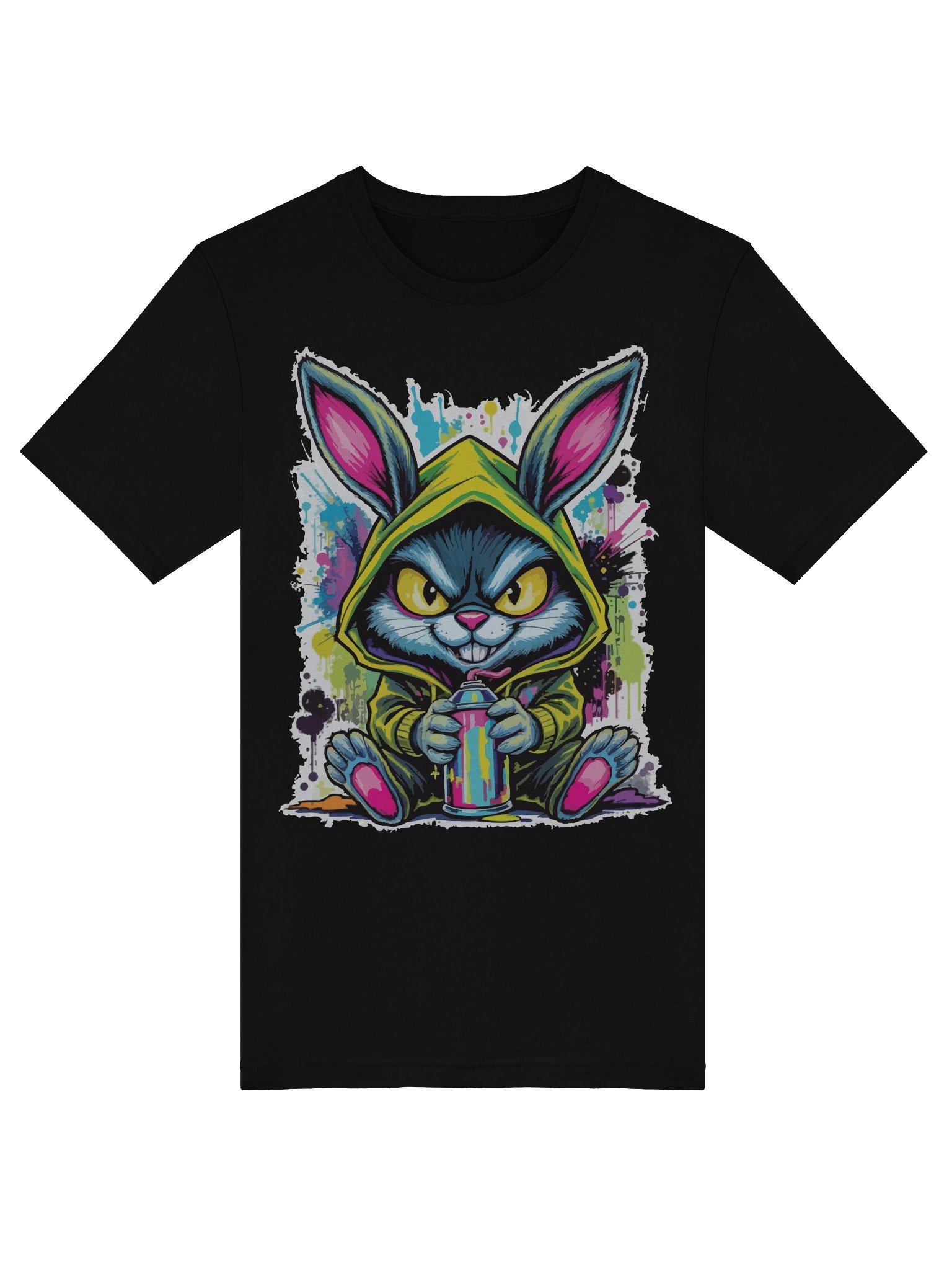 Graffiti Rabbit Yellow Hoodie T-Shirt - Unisex T-Shirt – Premium Printed T-Shirt for Everyday Casual & Streetwear product image (5)