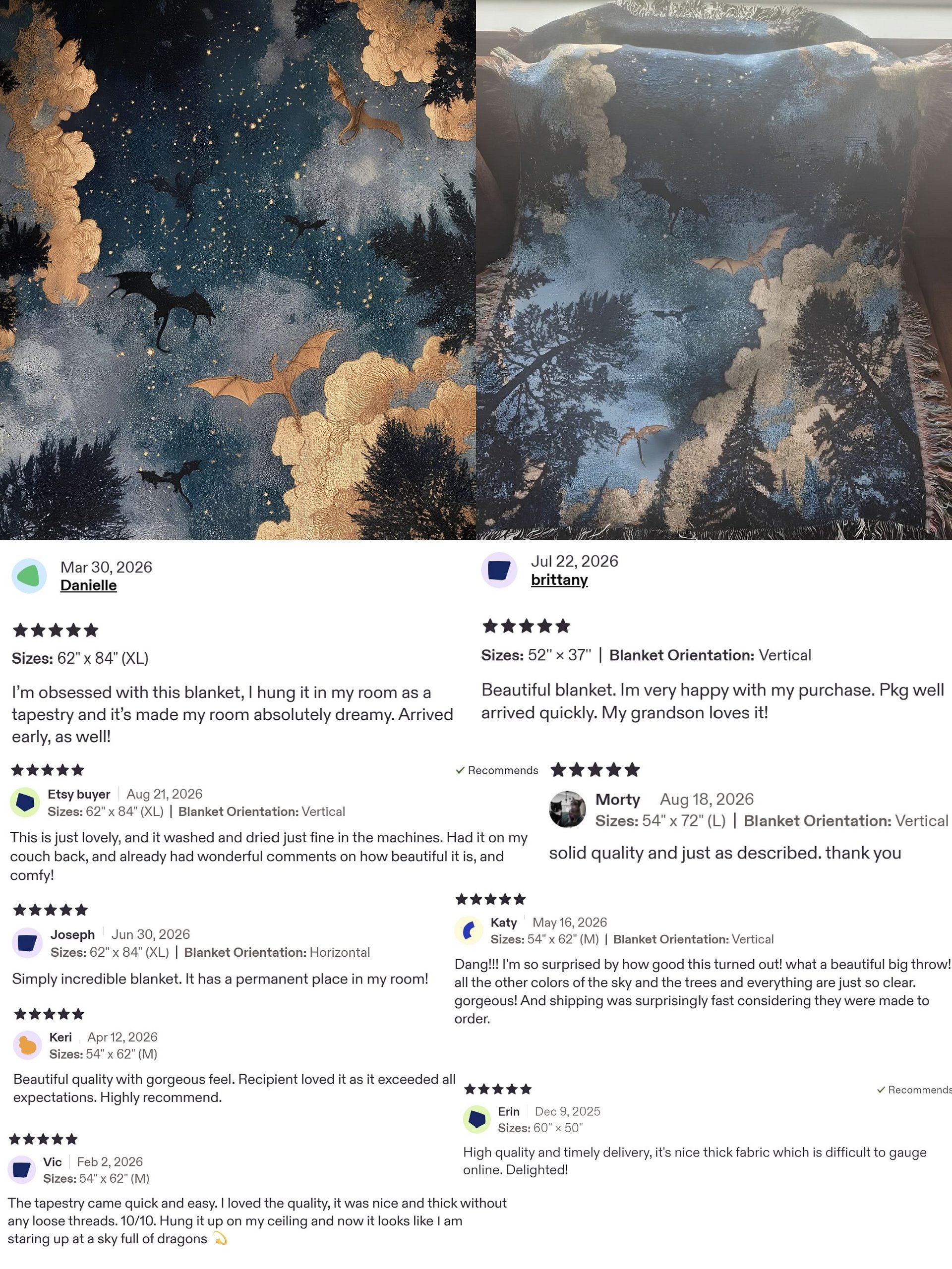 Dark Academia Dragon and Stars Woven Throw – Celestial Woodland Tapestry Blanket product image (2)
