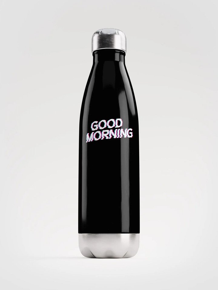 Good Morning Black Stainless Steel Water Bottle product image (1)