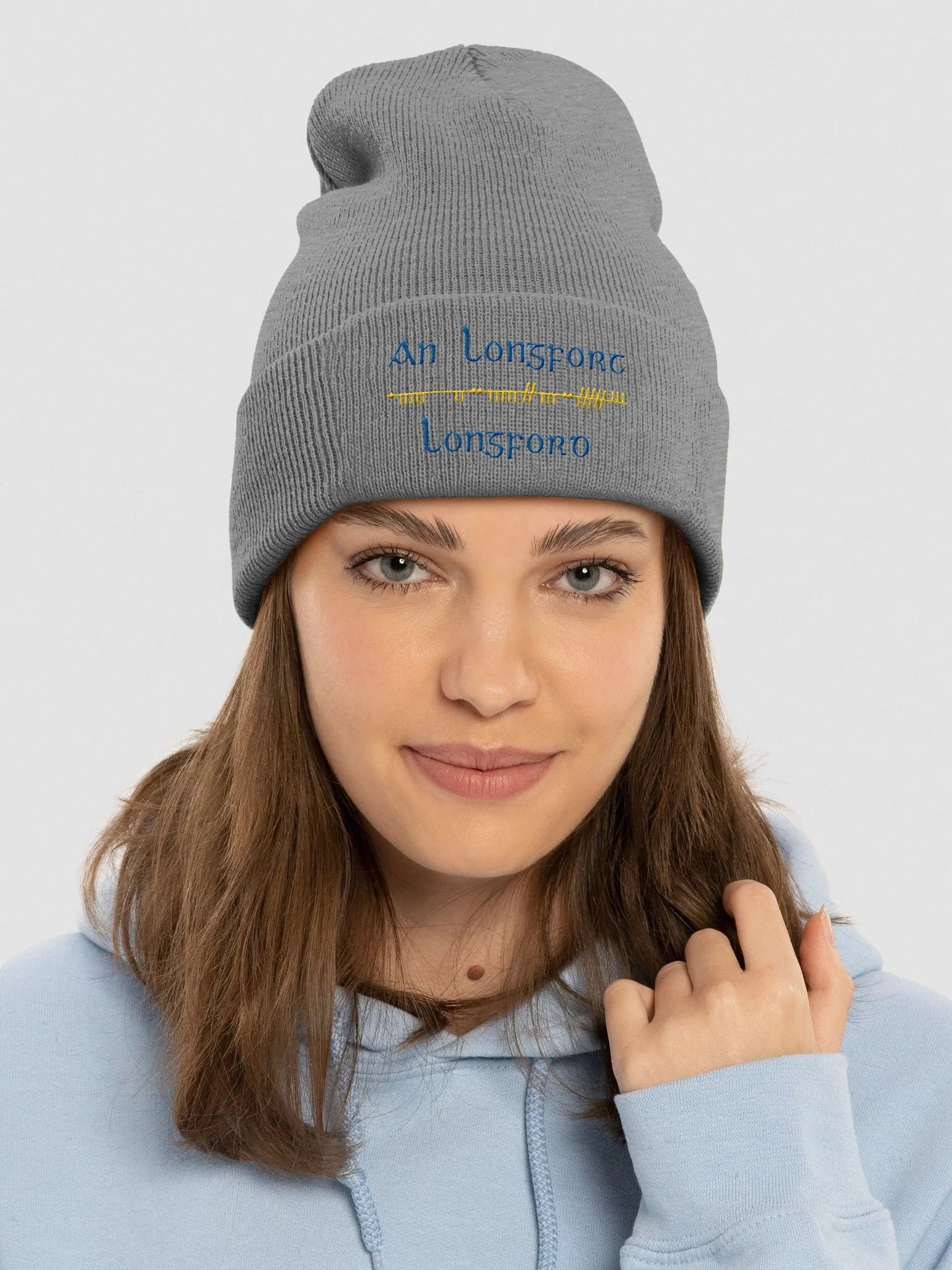 Longford/An Longfort Scholastic style Ogham embroidered Cuffed Beanie product image (23)