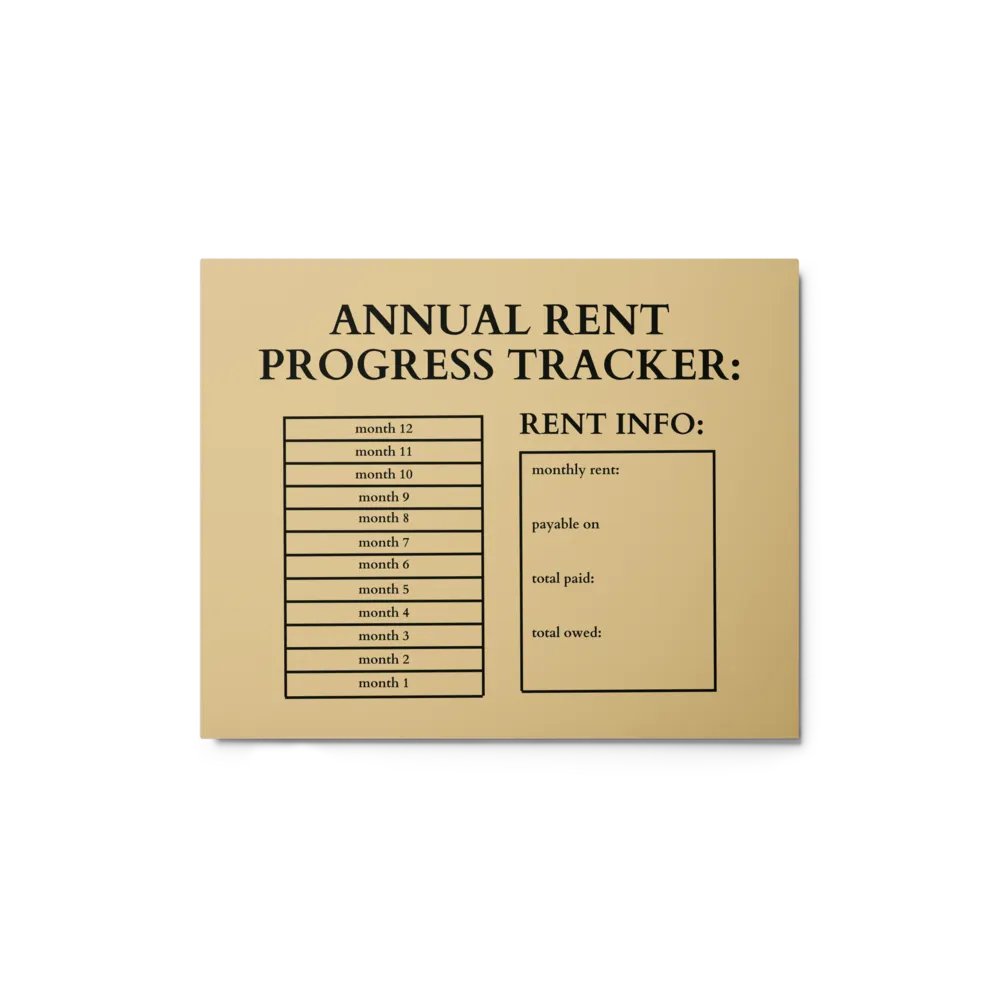 HIGHFALUTIN ANNUAL RENT TRACKER (black design 7) product image (1)