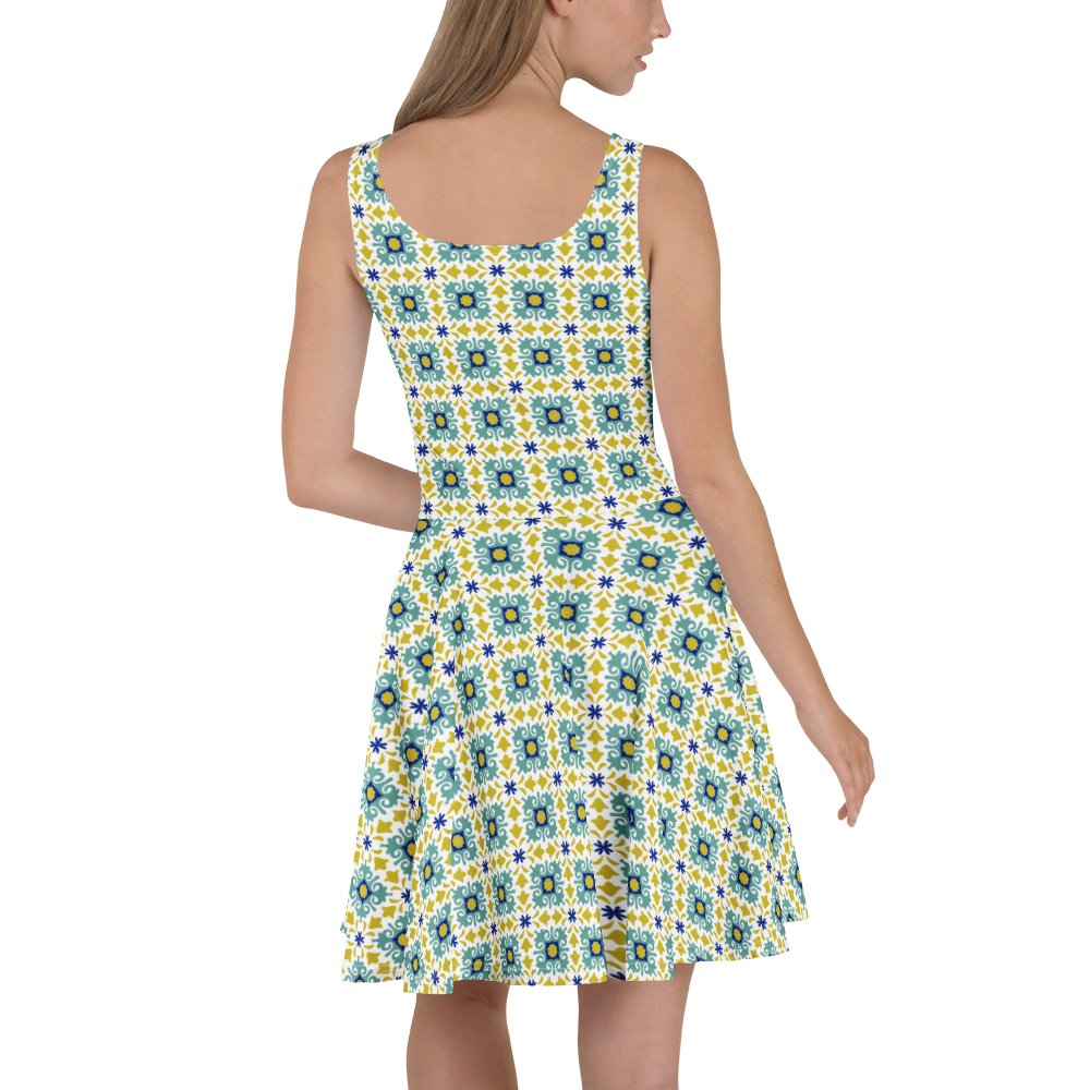 Mediterranean Mosaic Dress | Cyan Blue & Mustard product image (3)