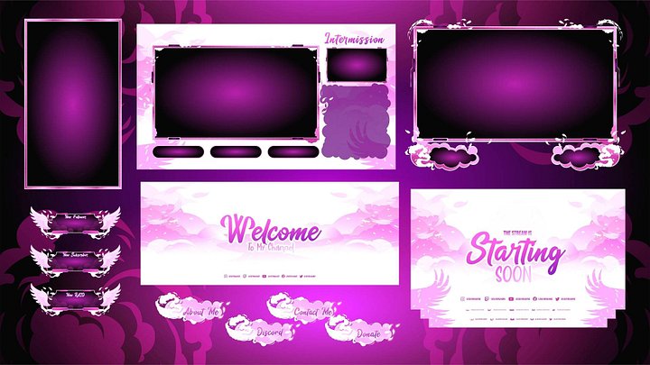Cloudy Pink Stream Overlay Package product image (1)