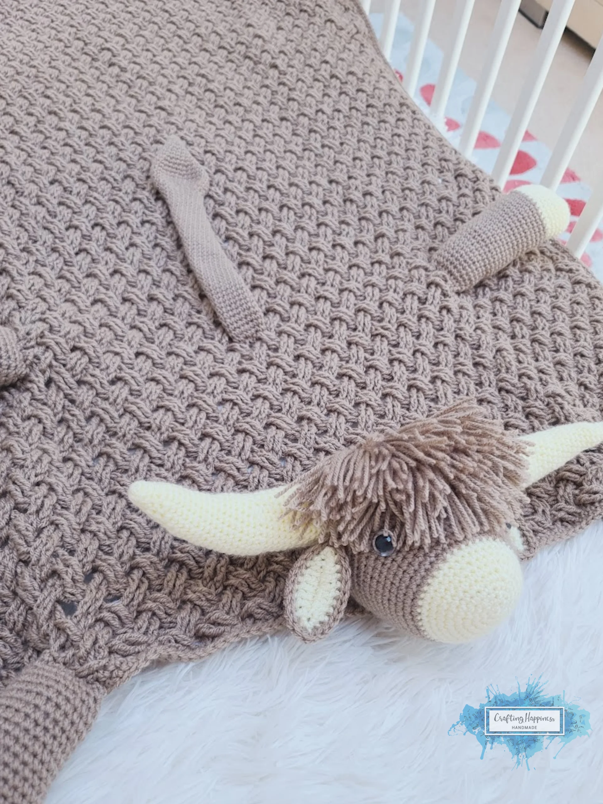 Highland Cow Crochet Baby Blanket Pattern | Scottish Afghan (PDF) product image (3)