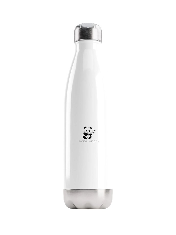 Panda Wisdom Stainless Steel Water Bottle - Black on White product image (1)
