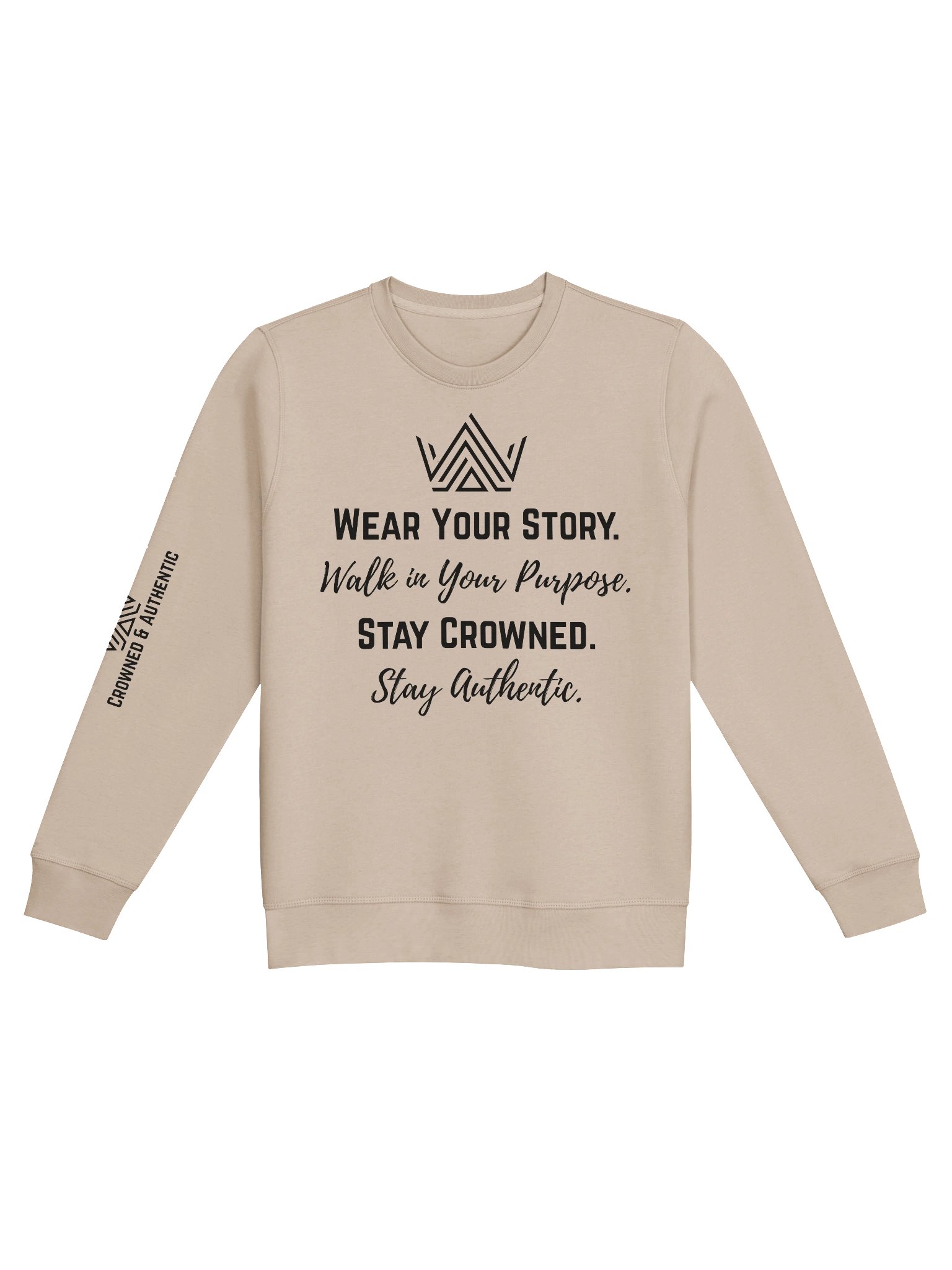 Crowned & Authentic Black Sweatshirt (Black Design) product image (1)