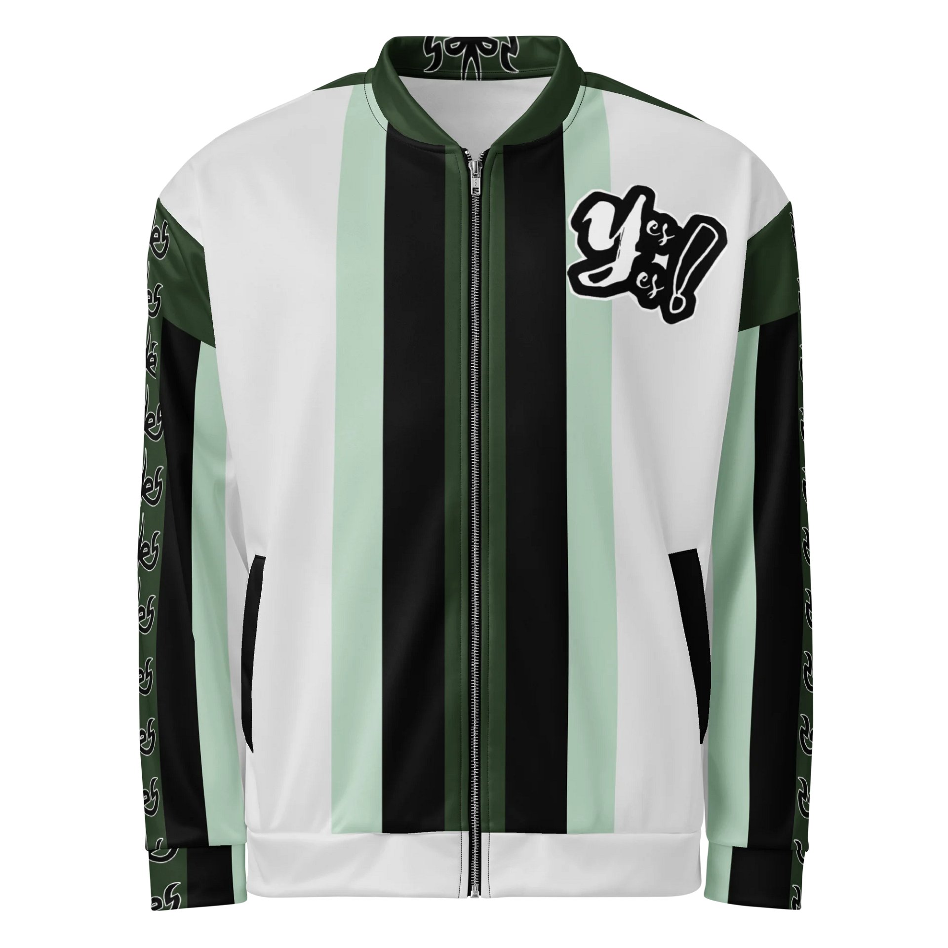 Green Striped Delight Bomber Jacket product image (1)
