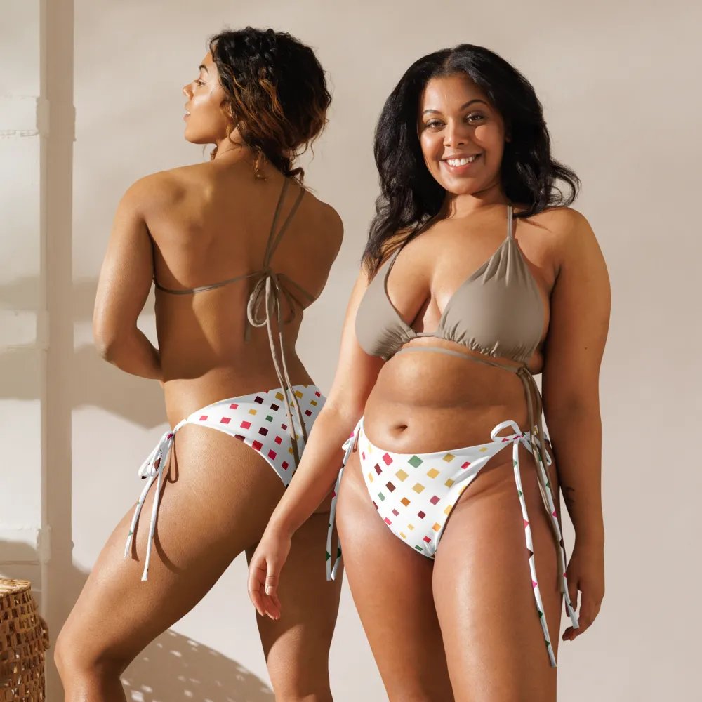Colorful Square Pattern Design String Bikini Bottom - v6 product image (4)