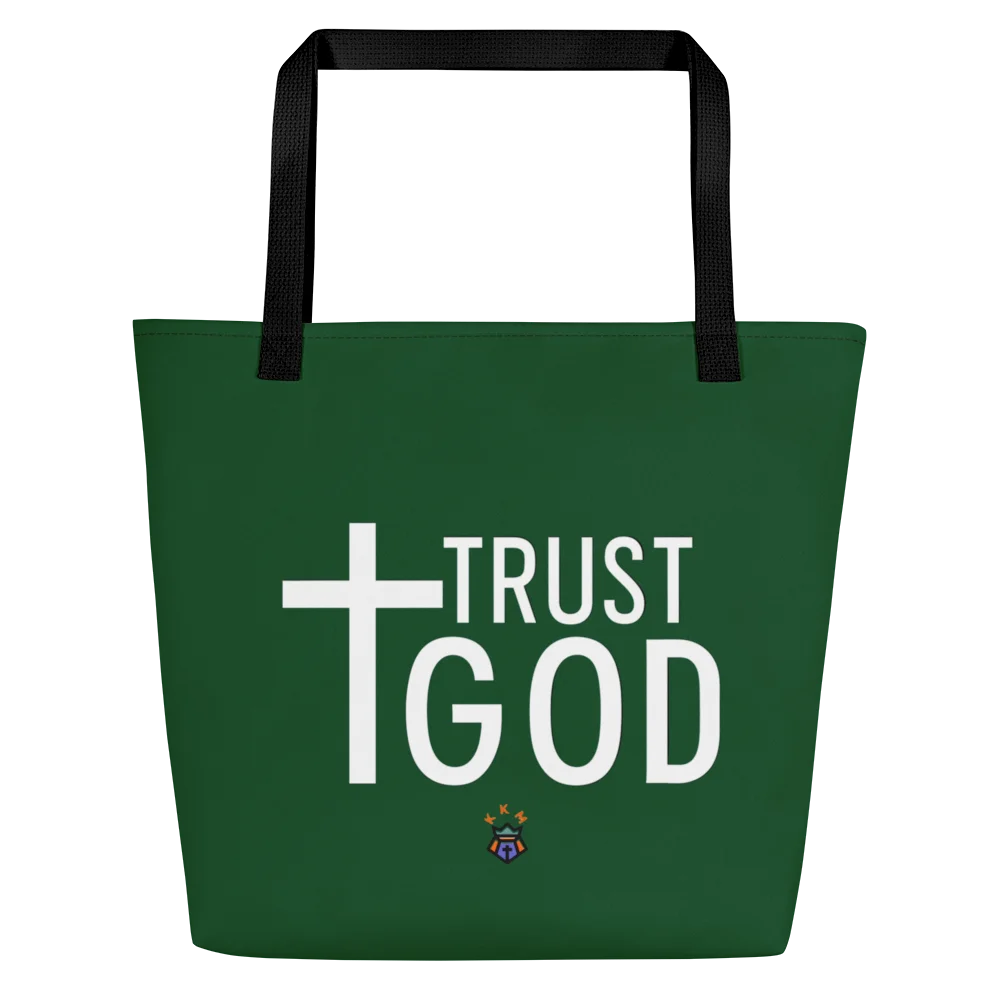 Trust God Tote Bag with Pocket - Green product image (3)