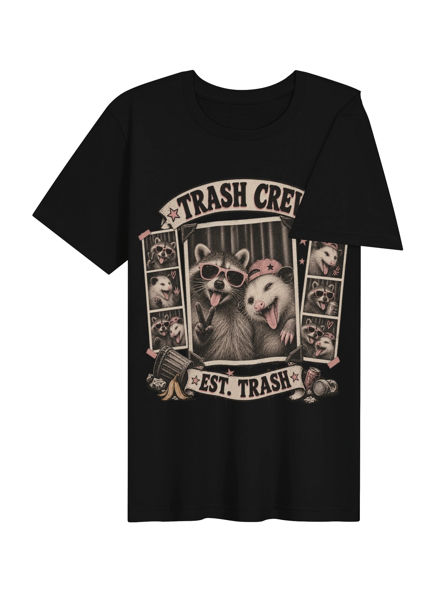 Trash Crew Graphic Tee — Vintage Raccoon & Possum Photo Booth Shirt product image (5)