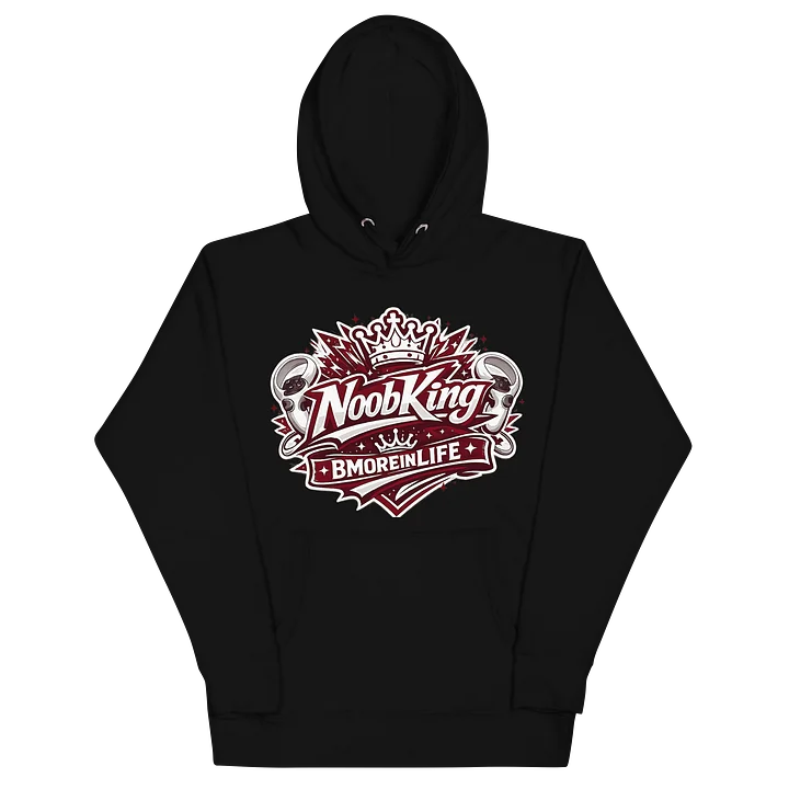 NoobKing x BmoreInLife Maroon & White Hoodie – Custom Gaming Edition product image (2)