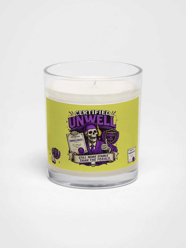 ''Certified Unwell'' Soy Wax Candle In A Clear Glass Jar product image (1)