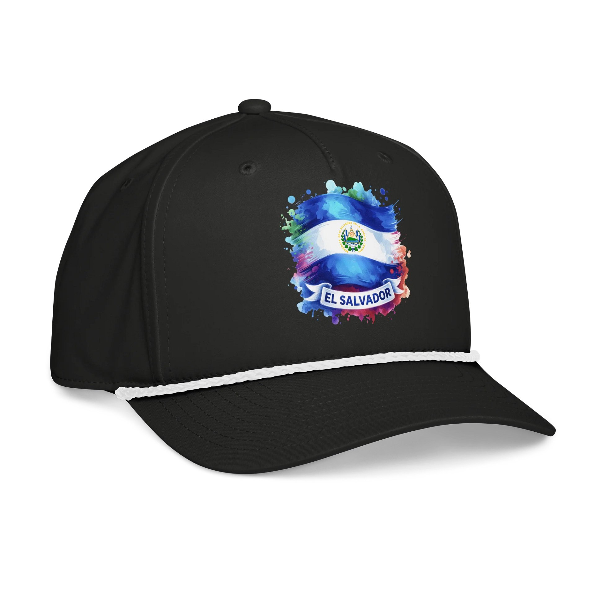 El Salvador Flag Splatter Five-Panel Cap product image (4)