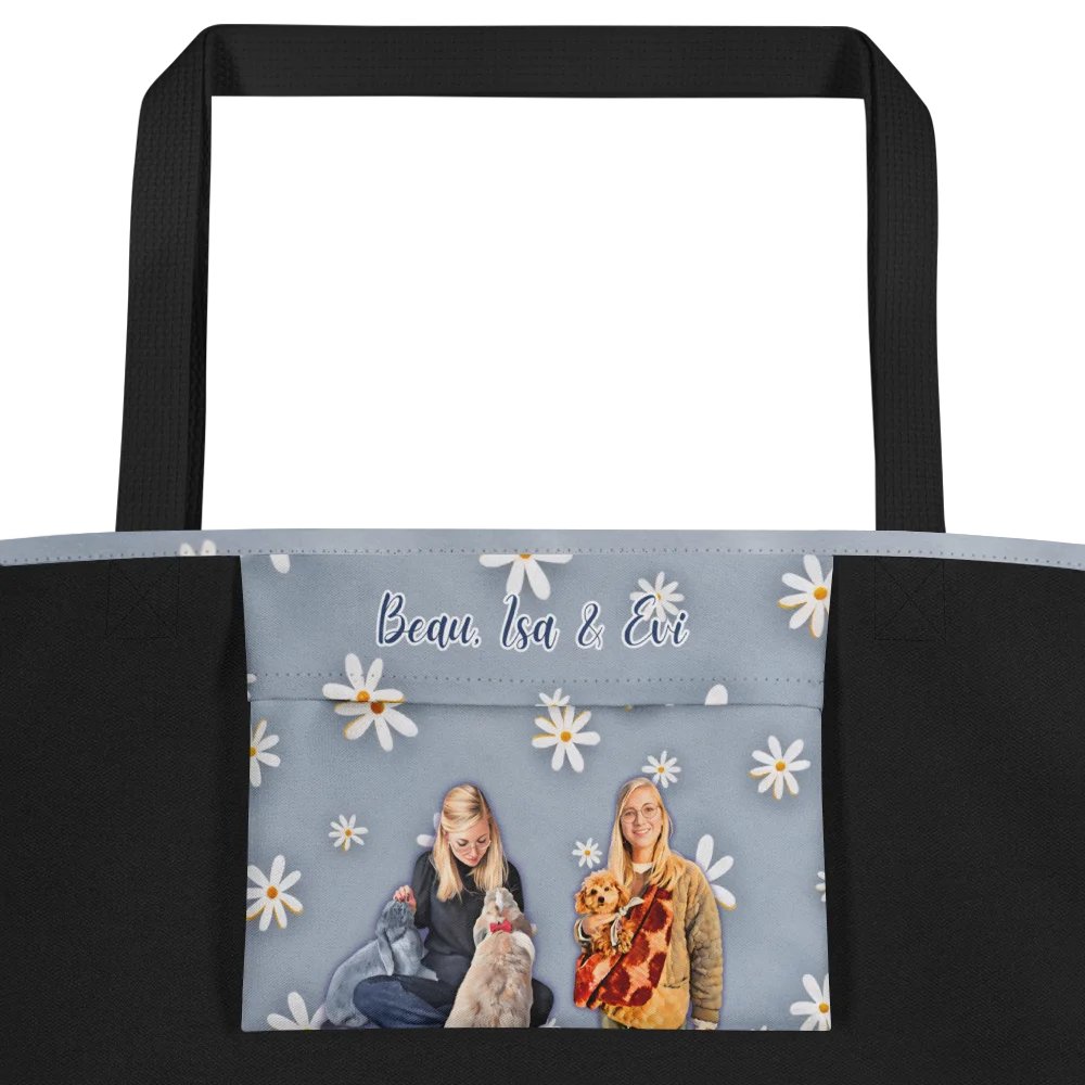 BEAU, ISA & EVI💙 / LARGE TOTE BAG WITH POCKET & ALL-OVER PRINT product image (5)