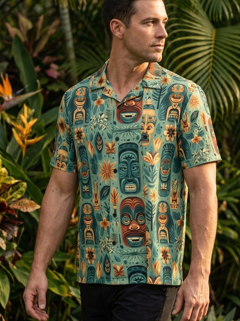 Tropical Tiki Mask Hawaiian Shirt product image (1)