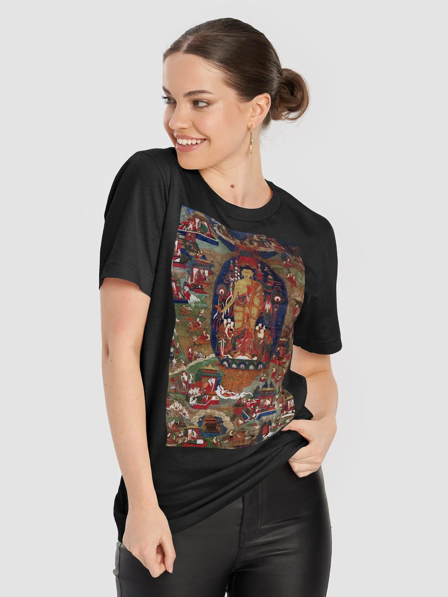 Buddha Shakyamuni and His Previous Lives Traditional Buddhist Thangka Art Unisex T-Shirt product image (8)