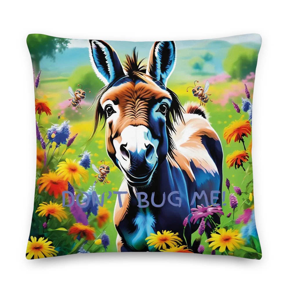 Whimsical Donkey & Flower Field Pillow product image (2)