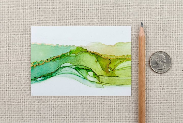 Moss & Mist III | Original ACEO Art Card (2.5" x 3.5") | Miniature Abstract Alcohol Ink Painting | product image (2)