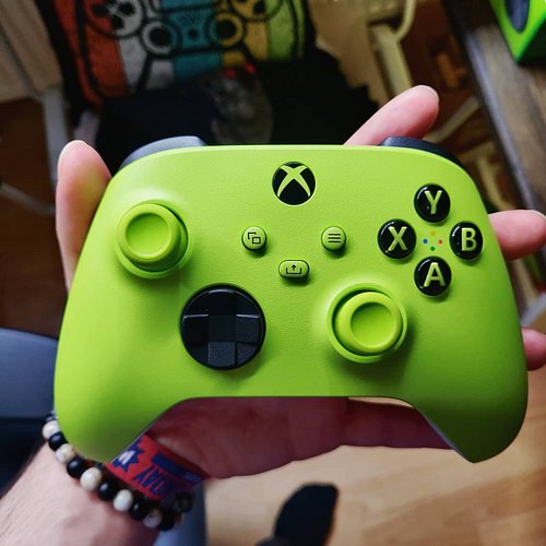 My new lime green Xbox controller. I love it! Just don't take a closer look at the logo. 

I bought like this knowing it had ...