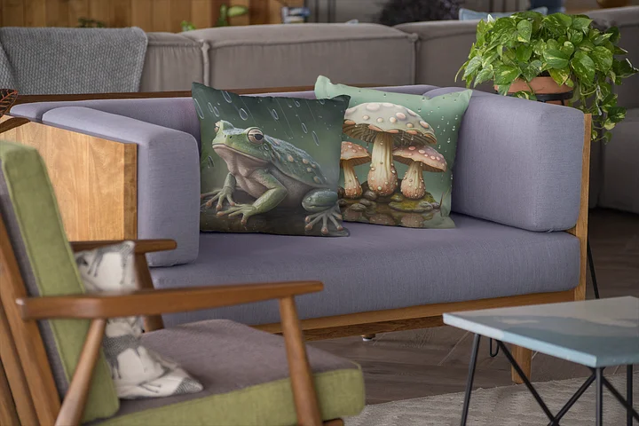 Frog and Mushrooms Rainy Day Pillow product image (2)