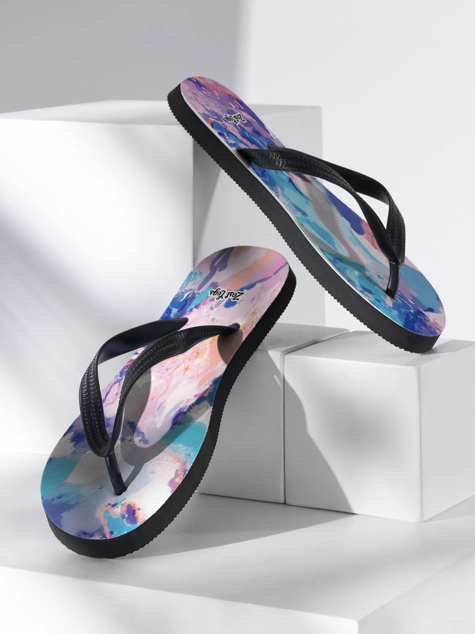 Flip flops "Marble Effect Pastel Blue Purple Dreamy Waves" product image (4)