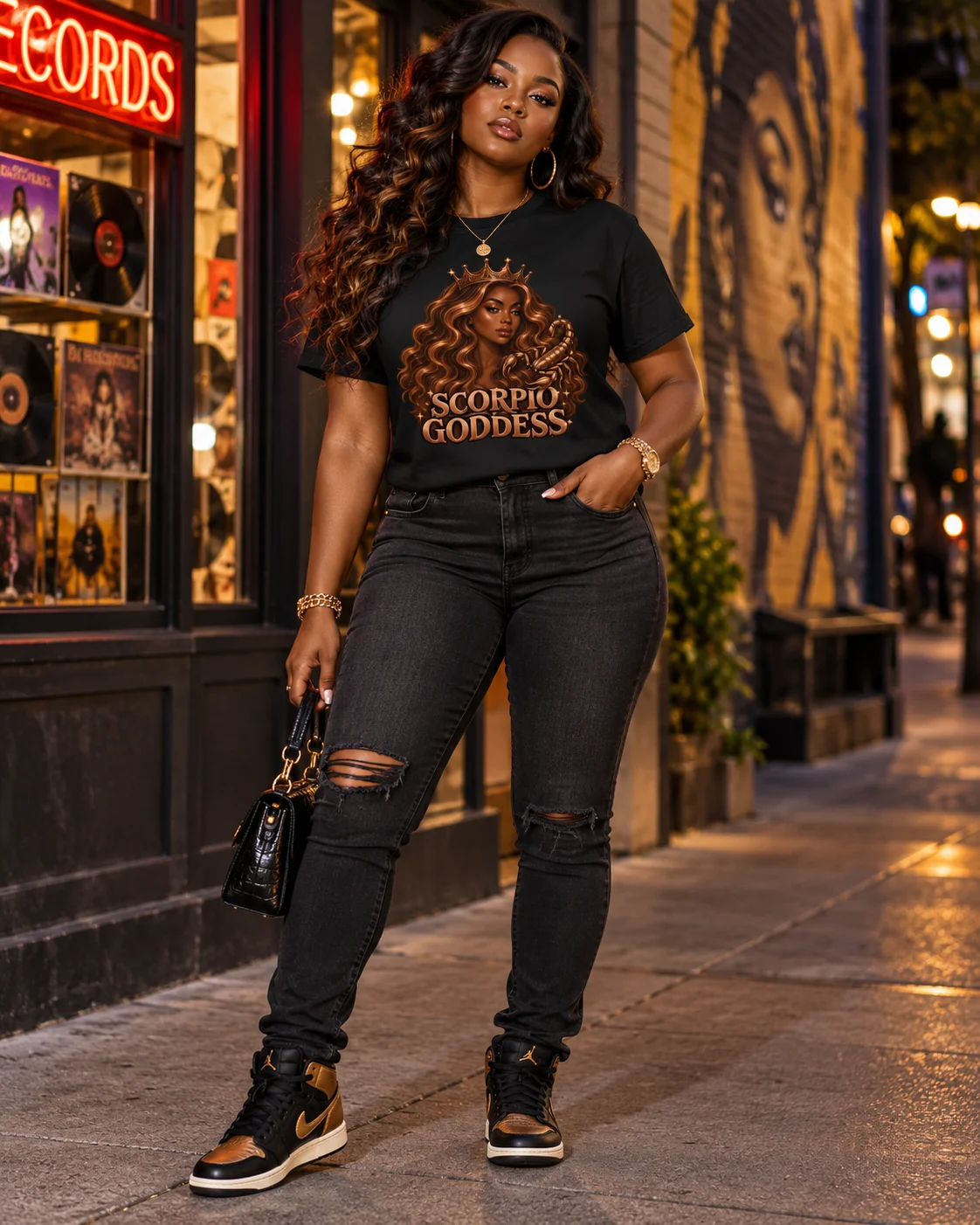 Scorpio Goddess Gold Zodiac Tee product image (7)