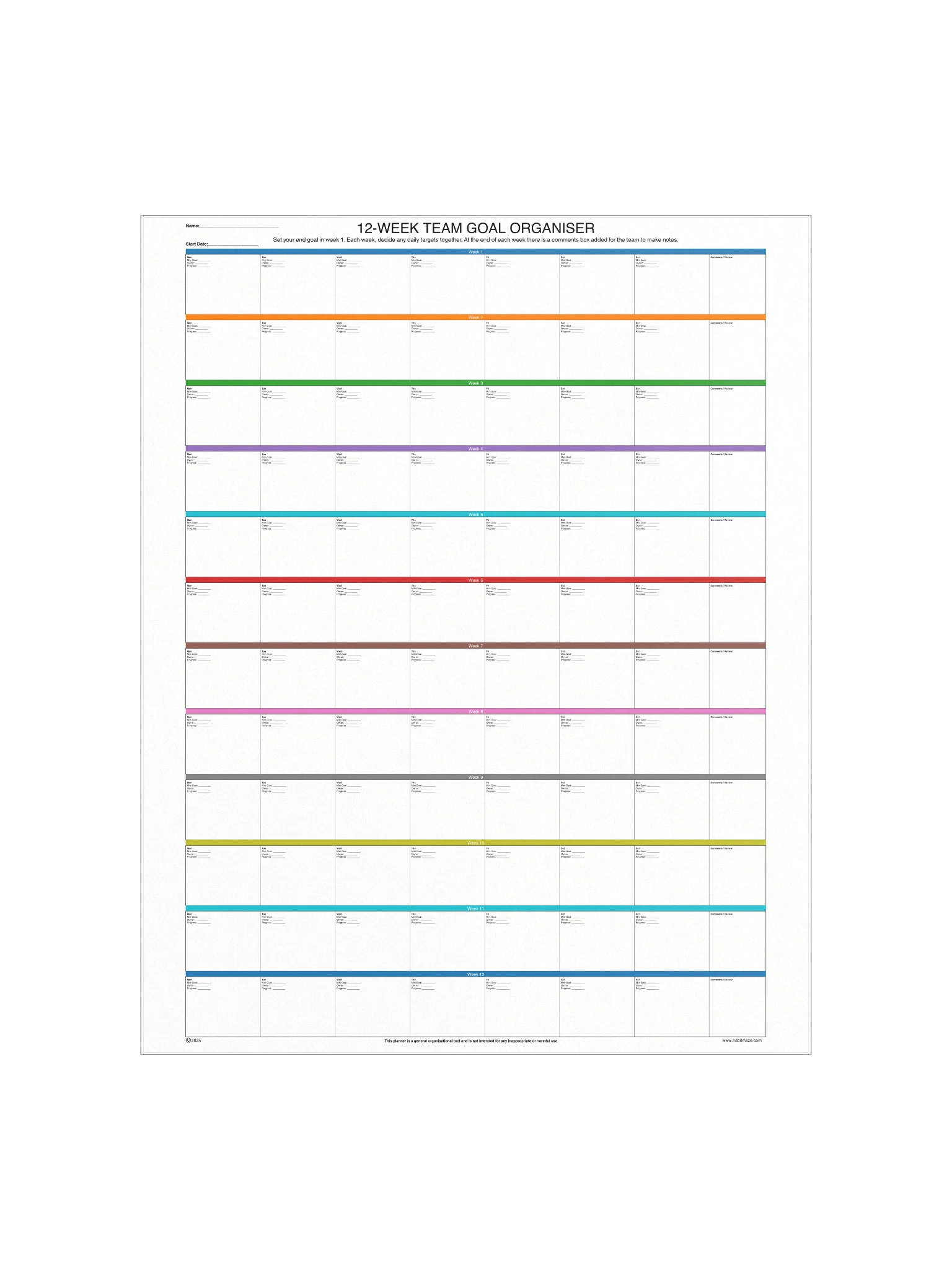 Team Goal Organiser 12 Week product image (2)