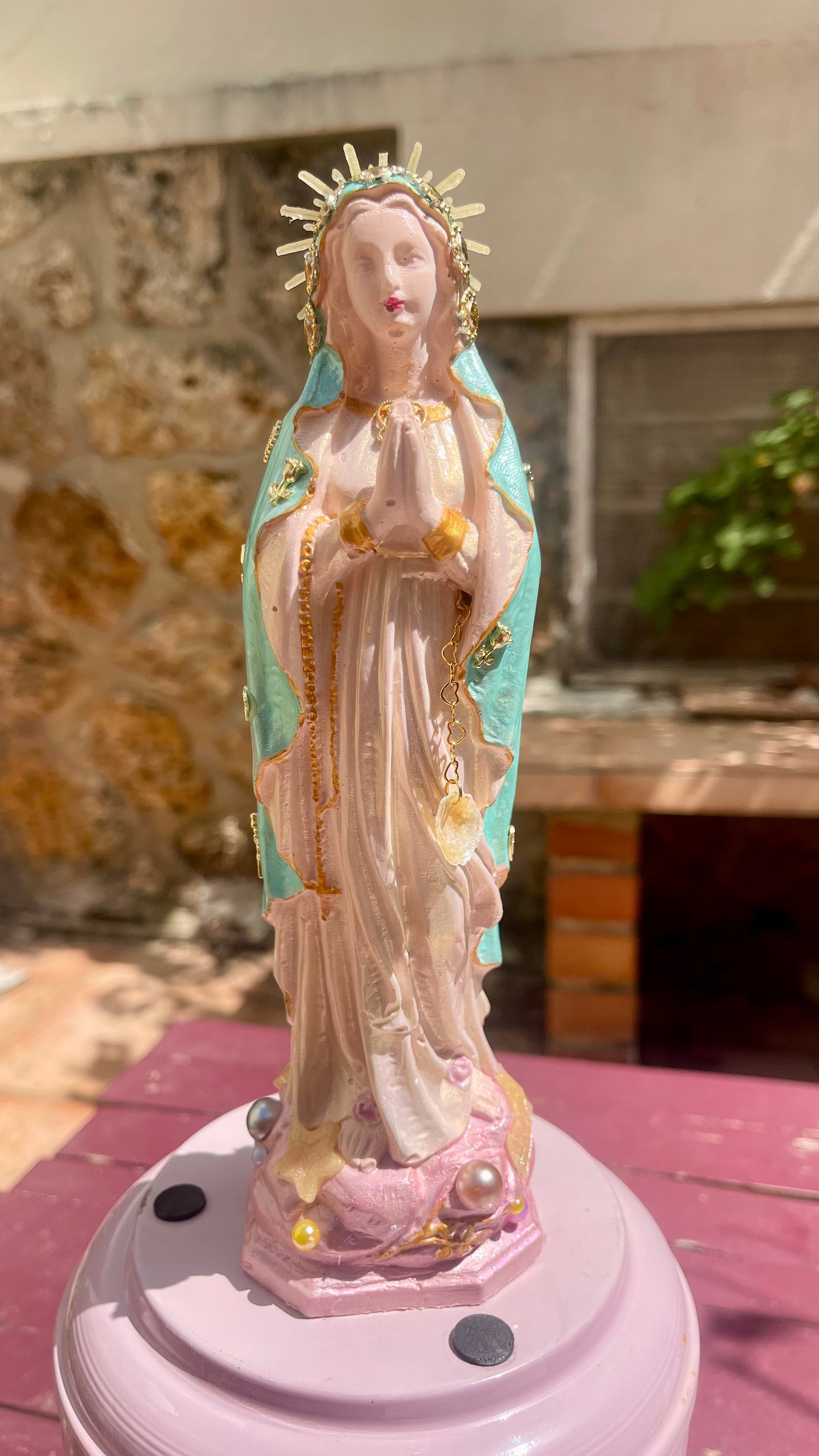 Handmade Virgin Mary Statue | Stella Maris Seashell Decor, French Riviera Artisan Figurine product image (3)