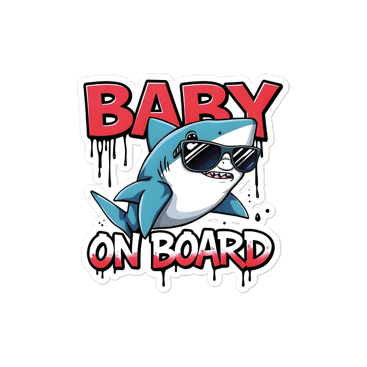 Cool Shark Urban Style Baby On Board Car Decal - 5x5 Premium Vinyl Sticker - Streetwear Inspire Shark with Sunglasses Graphic for Cars and Jeeps product image (1)
