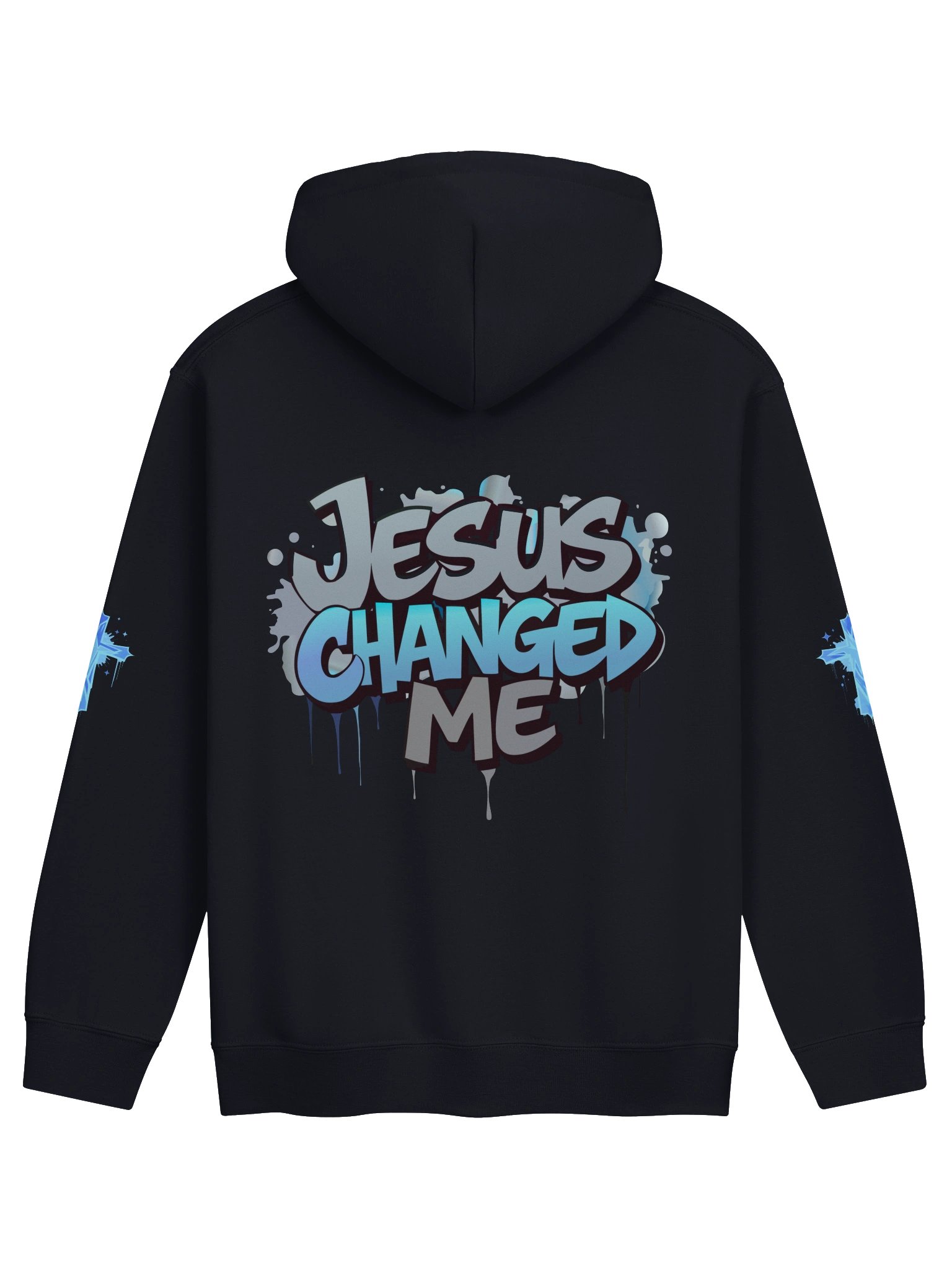 Jesus Changed Me Blue and Grey Graffiti Hoodie product image (2)