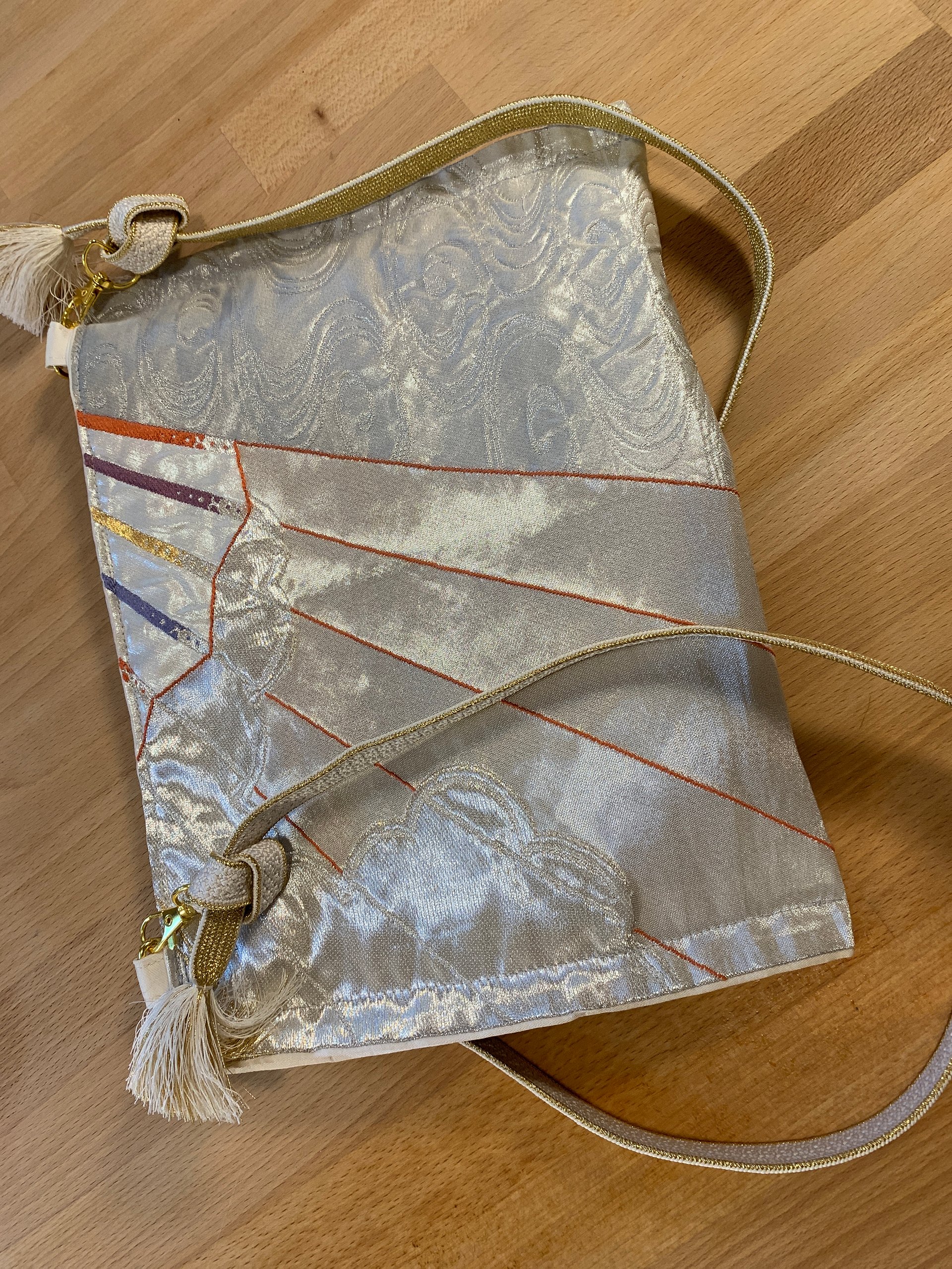 Upcycled Japanese Obi Shoulder Purse ~ Handmade Bag with Vintage Japanese Kimono Textiles product image (10)