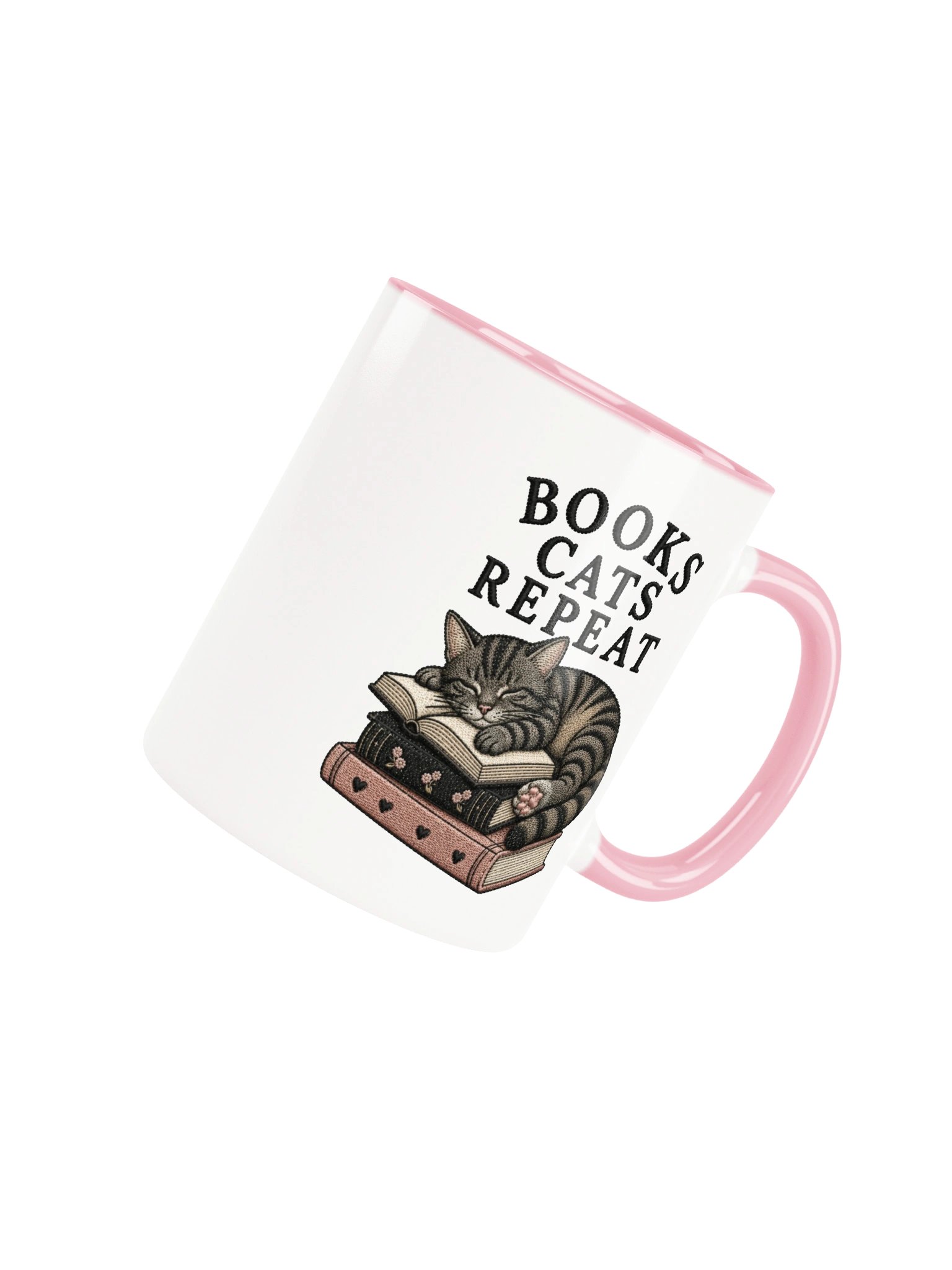 Books Cats Repeat Mug | Book Lover Gift for Cat Lovers product image (7)