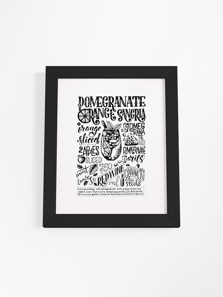 Framed Pomegranate Orange Sangria Recipe Print | Hand-Lettered Art Frame product image (1)