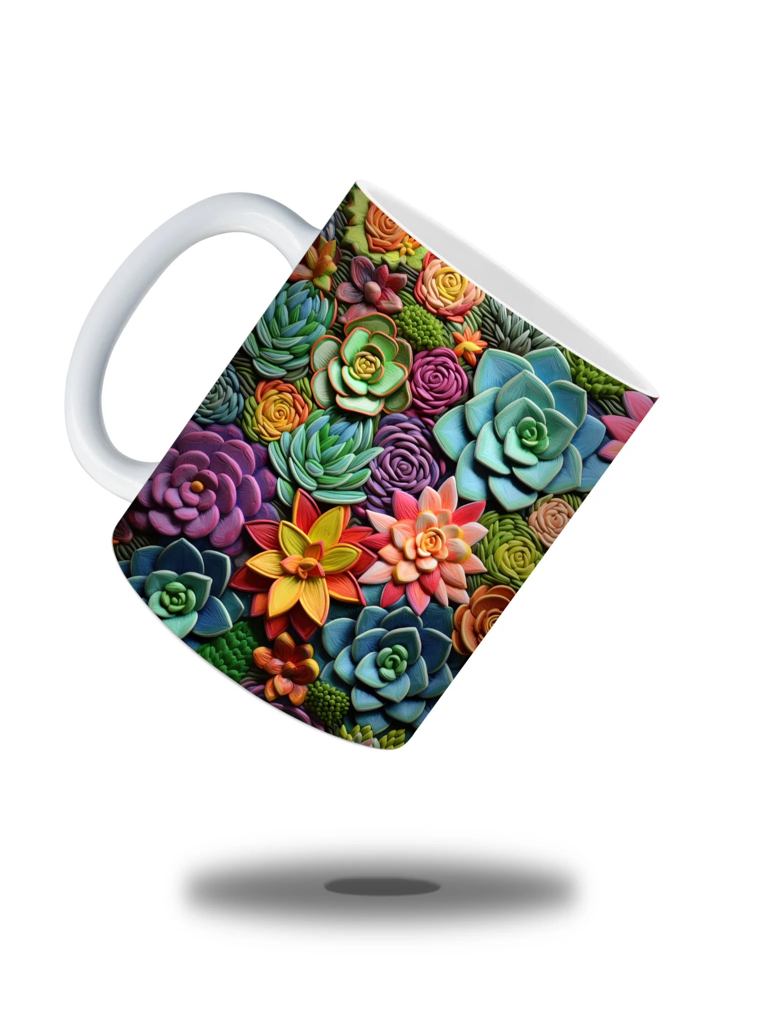 Succulent Garden 11oz Coffee Mug – Vibrant Succulent Plant Design Ceramic Cup – Perfect for Plant Lovers and Unique Gifts product image (2)