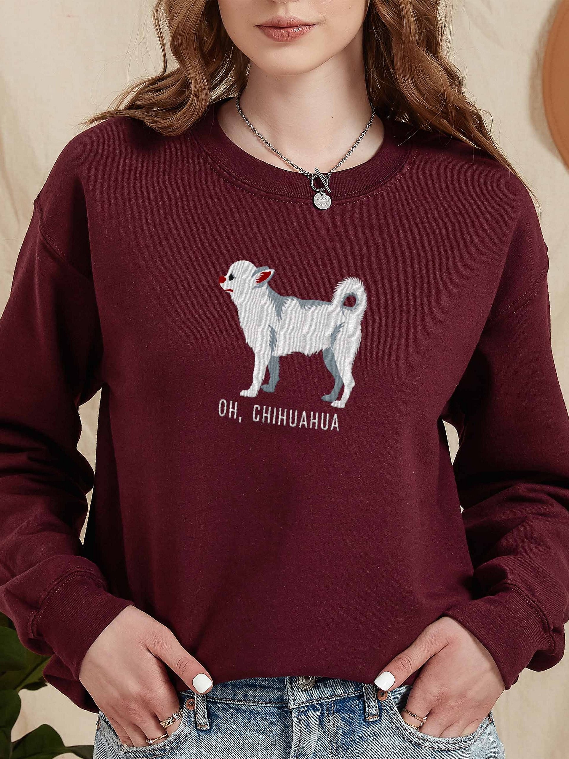 Oh, Chihuahua Sweatshirt (Embroidered) of a Chihuahua(White) product image (2)