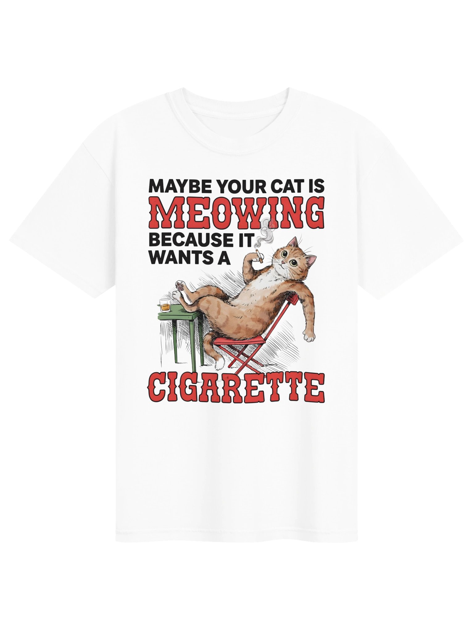 Cat Wants a Cigarette Funny Graphic Tee product image (4)