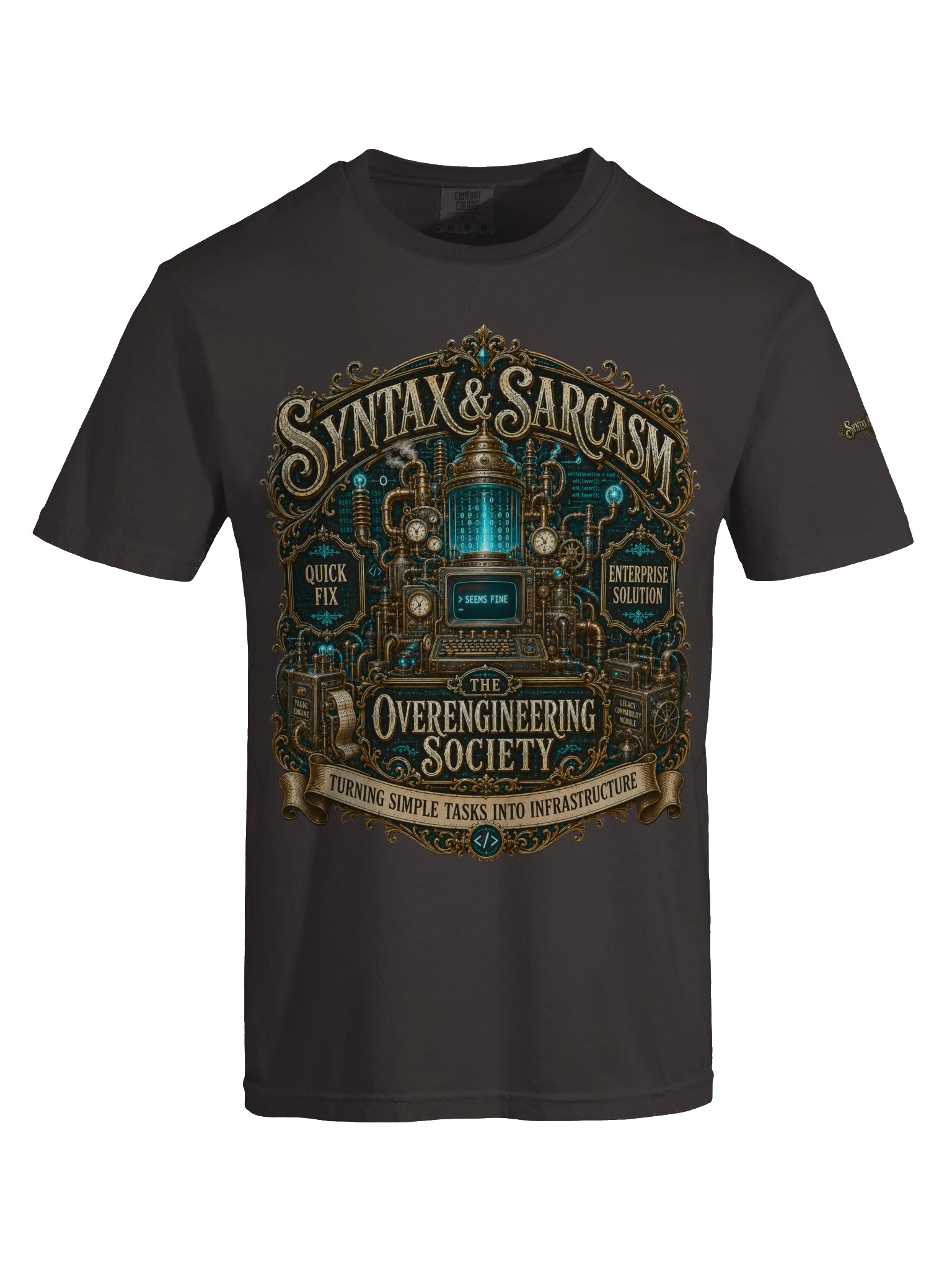 Syntax & Sarcasm Overengineering Society Heavyweight Coding T-Shirt product image (13)