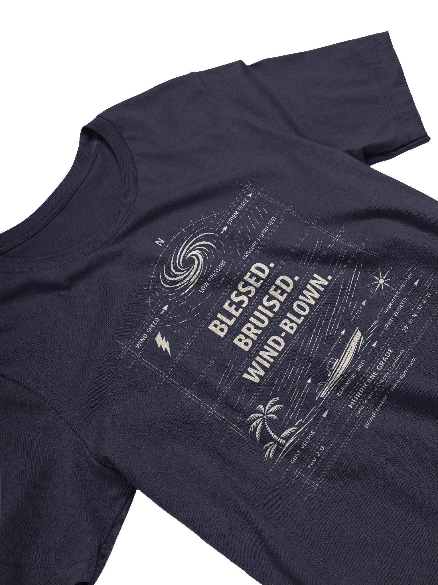 Florida Hurricane Survival Shirt Wind-Blown Blueprint Design product image (3)