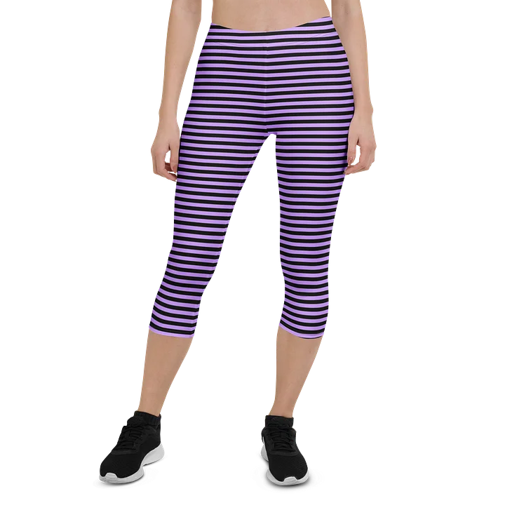 Blaque and Purple Stripped Capri product image (1)