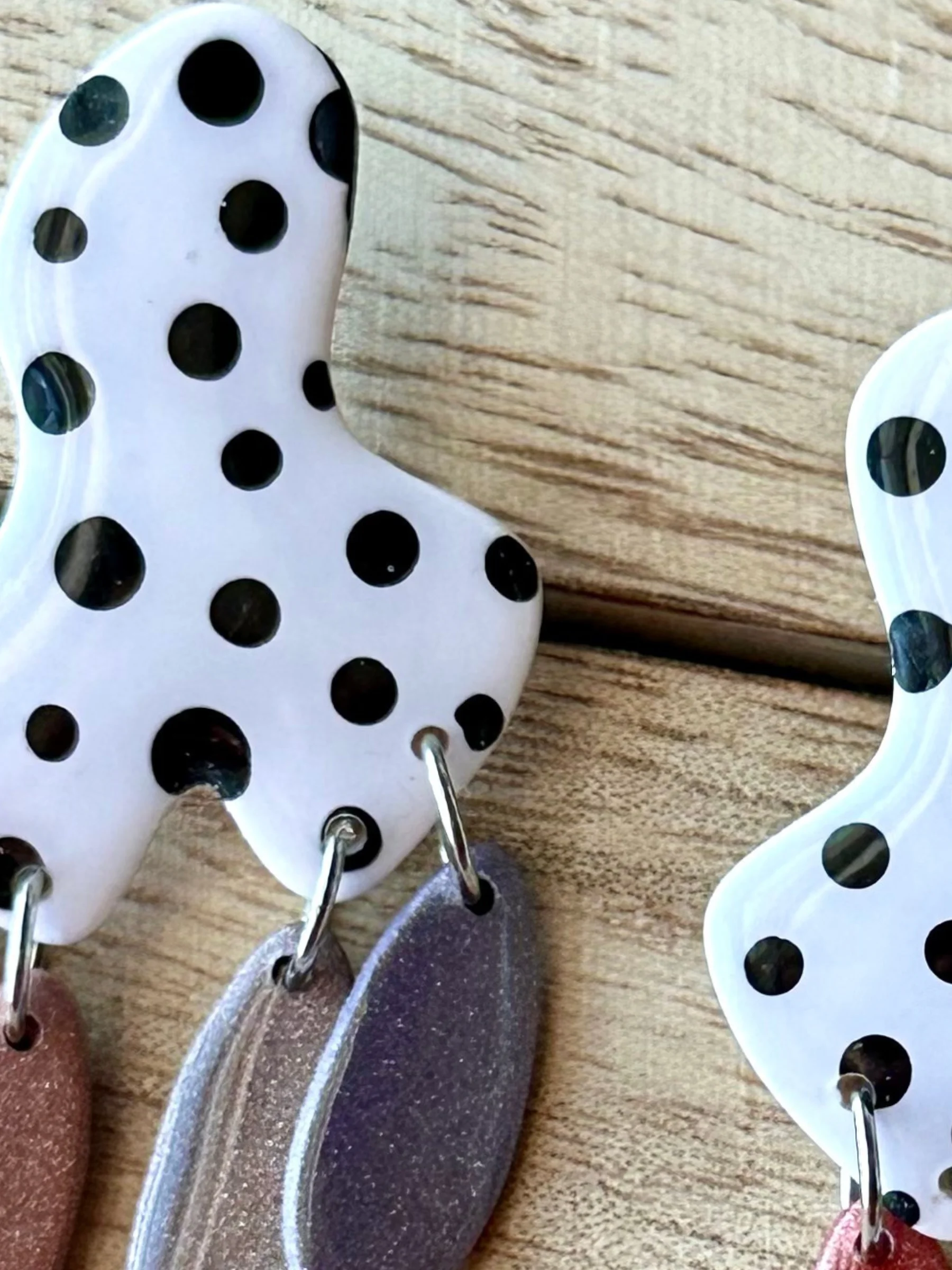 Modern Polka Dot Dangle Earrings – Handmade Clay Statement Drops product image (3)