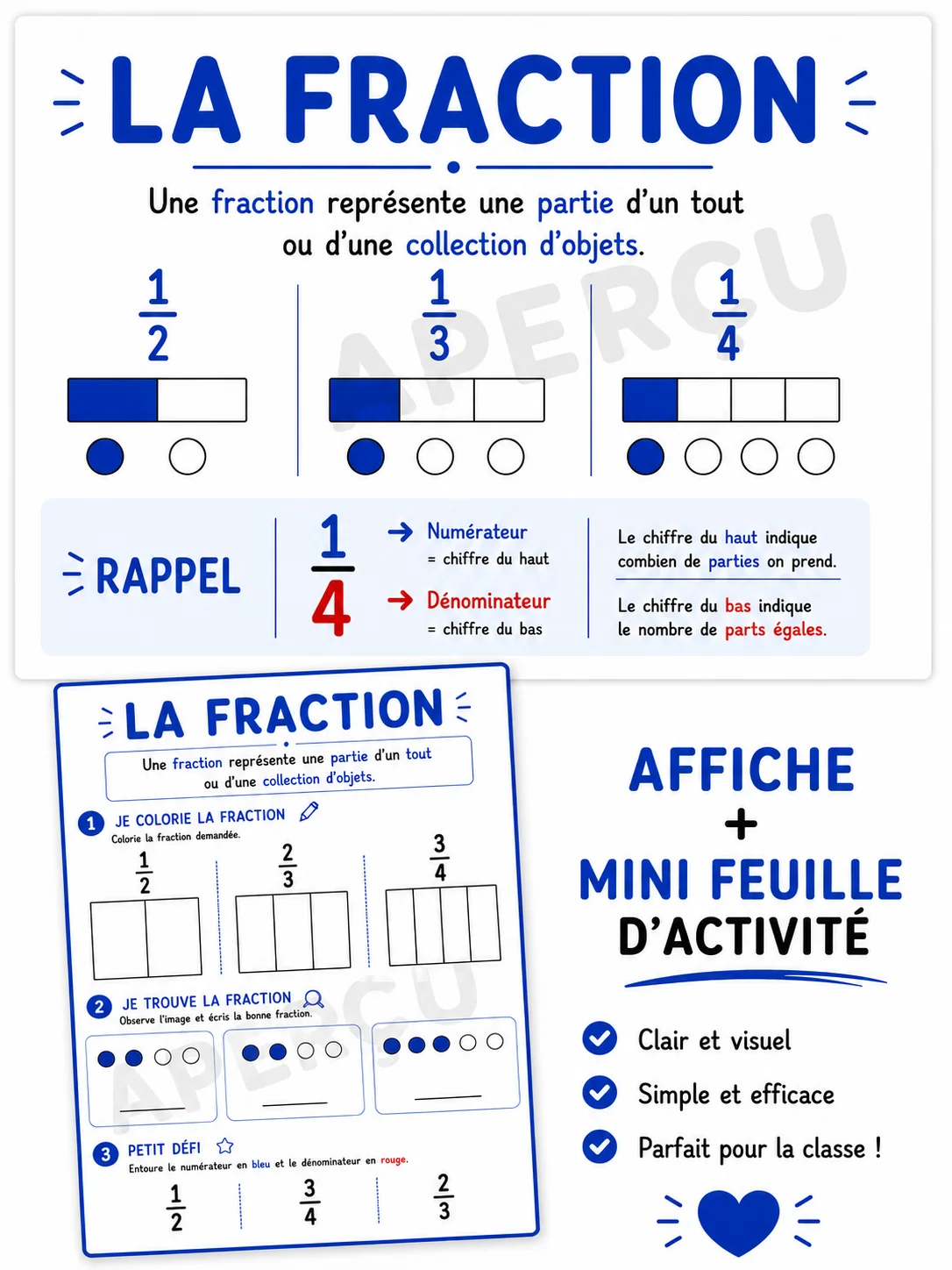 La fraction – Affiche + mini feuille d’activité | Un prof et sa guitare product image (1)