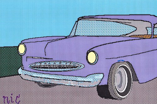 Purple Car (circa mid-1980's) on canvas (48" x 32") product image (1)