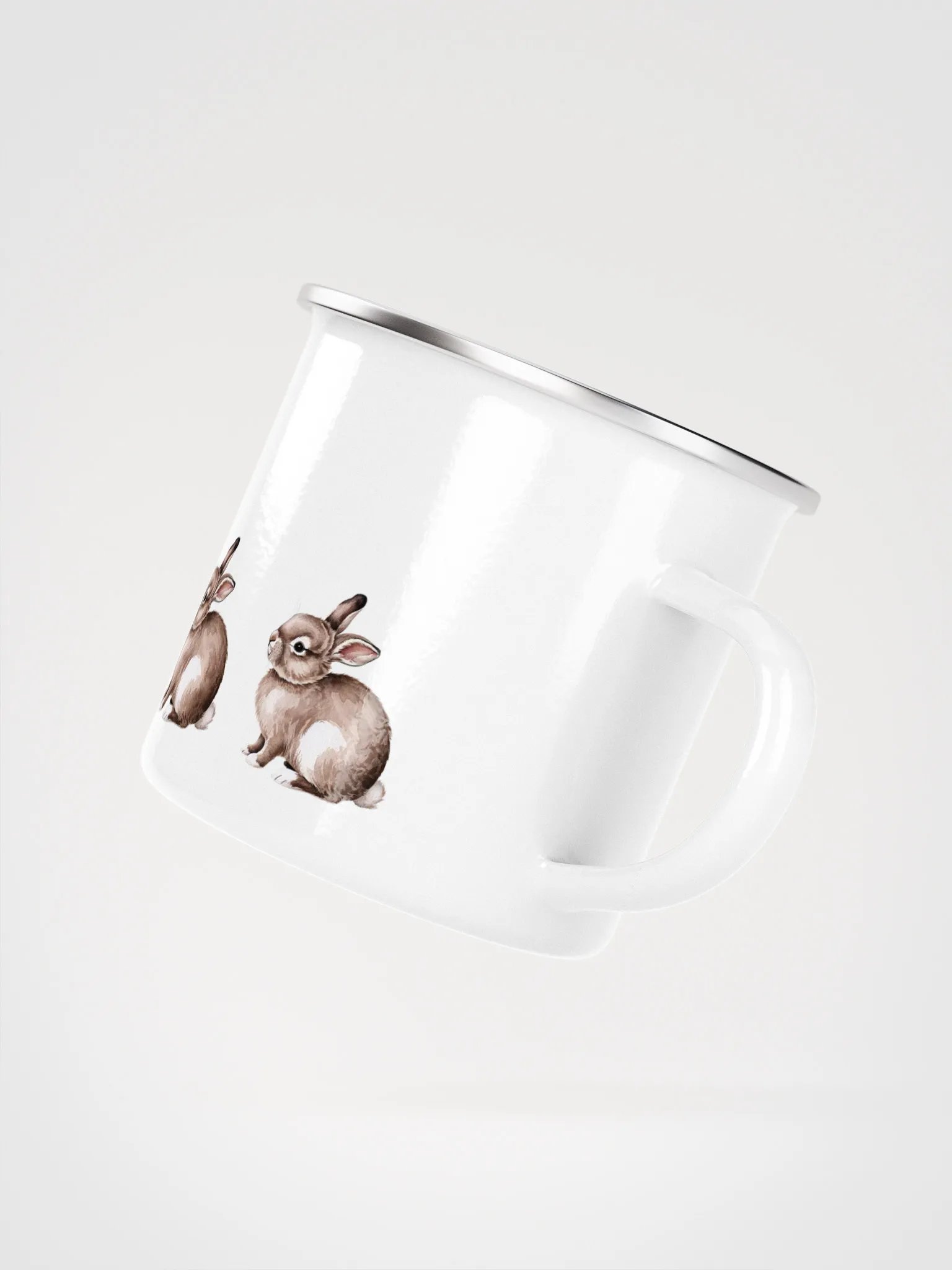Whimsical Woodland Rabbits Enamel Mug - Häschentasse Camping und Kindergarten product image (5)