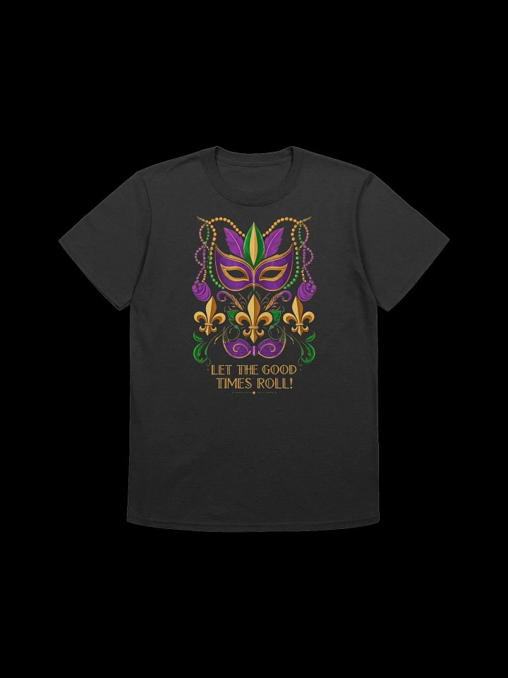 Mardi Gras-Let the Good Times Roll: Mask and Beads Design T-shirt product image (3)