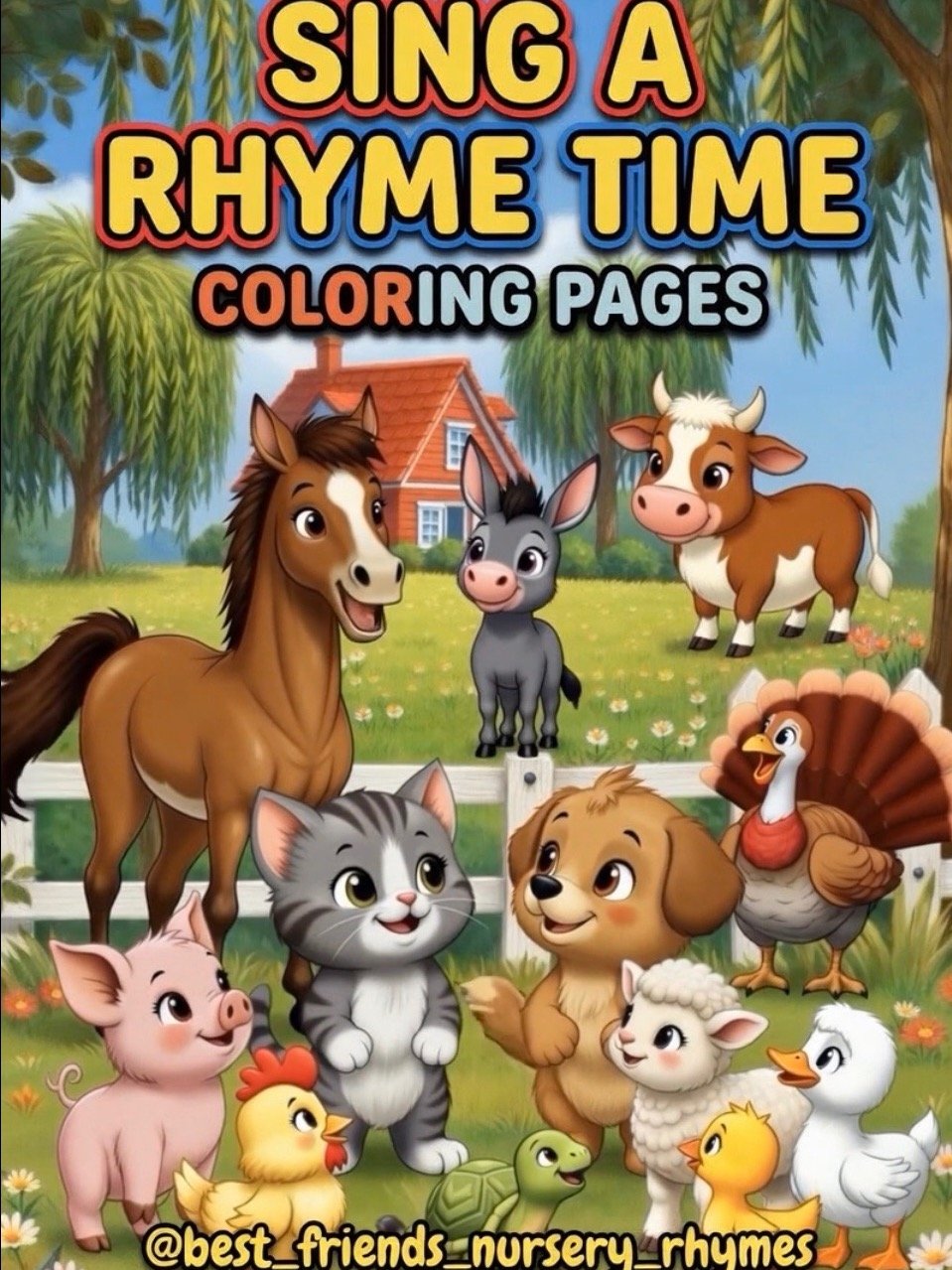 Sing A Rhyme Time Nursery Rhyme Farm Animal Coloring Pages Bundle l 12 Printable PDF Digital Download Pages With Song Lyrics For Ages 3+ l 2 Bonus Pages Included Without Lyrics product image (1)