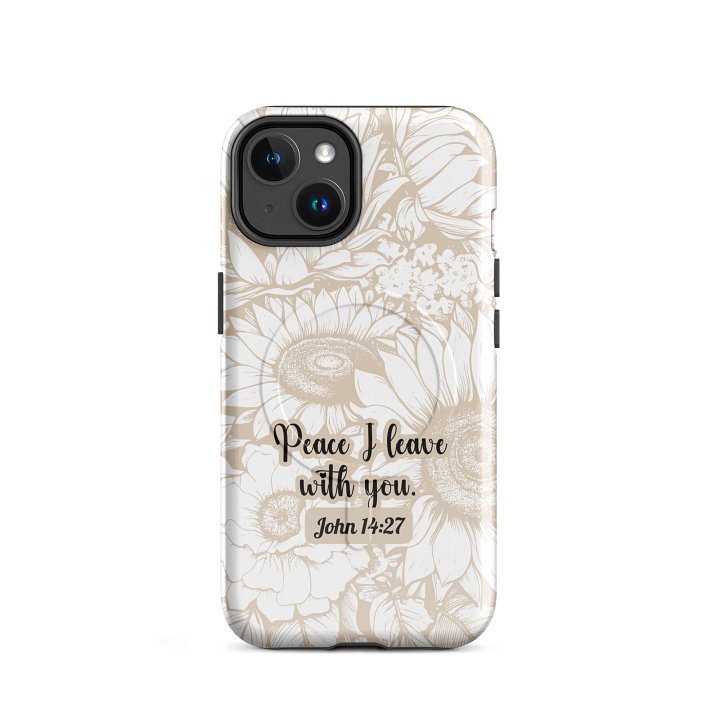 Peace I Leave with You John 14:27, Inspirational Gift, Tough Magnetic MagSafe® iPhone® Case Scripture, Sunflower Bible Verse, iPhone 14, 15, 16, 17, Pro, Pro Max, Plus Cases. product image (2)