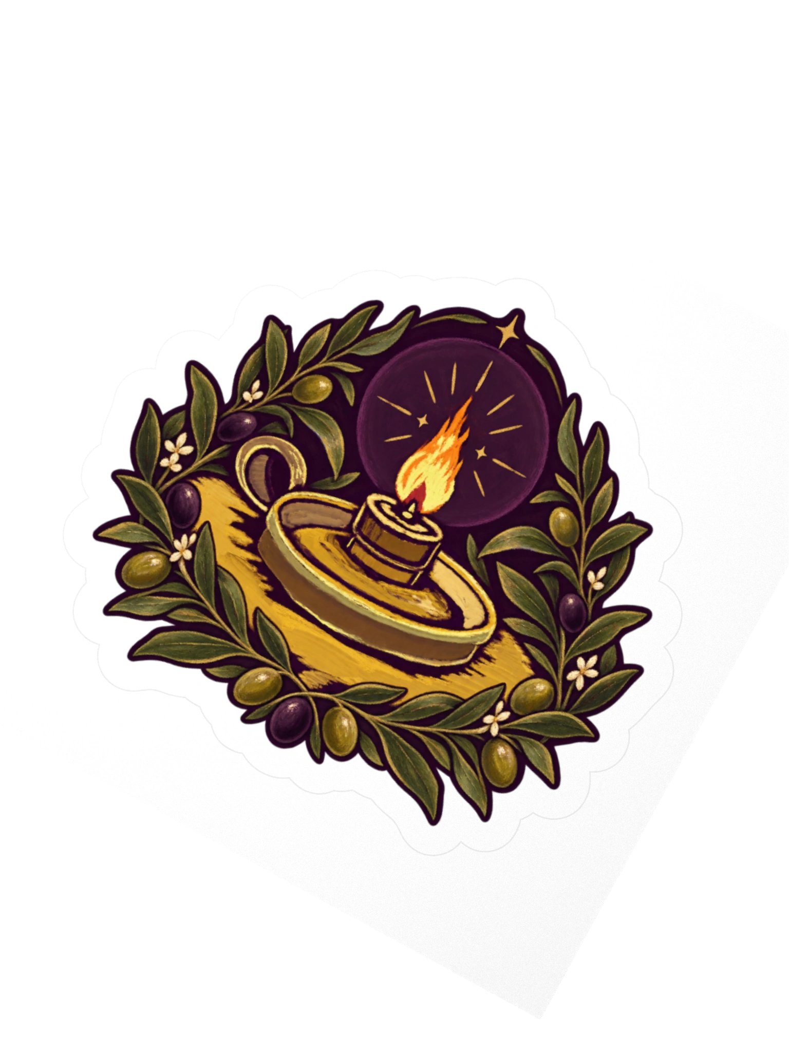 Candle Laurel Emblem Kiss Cut Sticker product image (5)