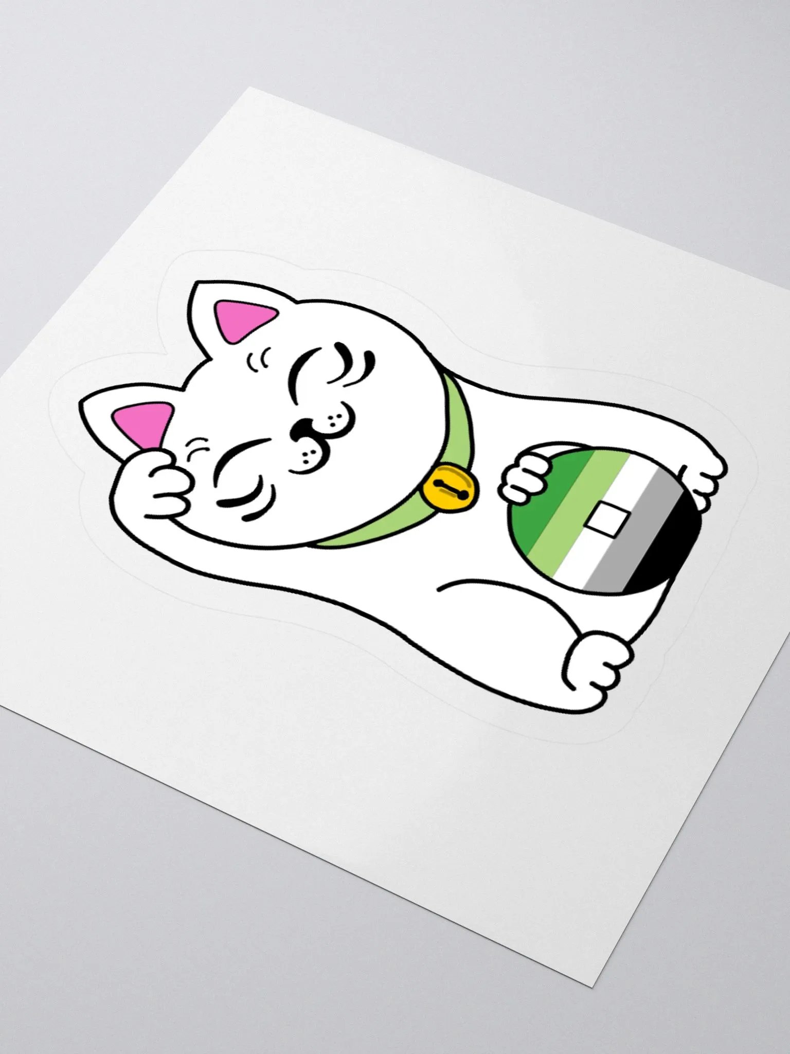 Maneki neko aromantic pride sticker product image (8)